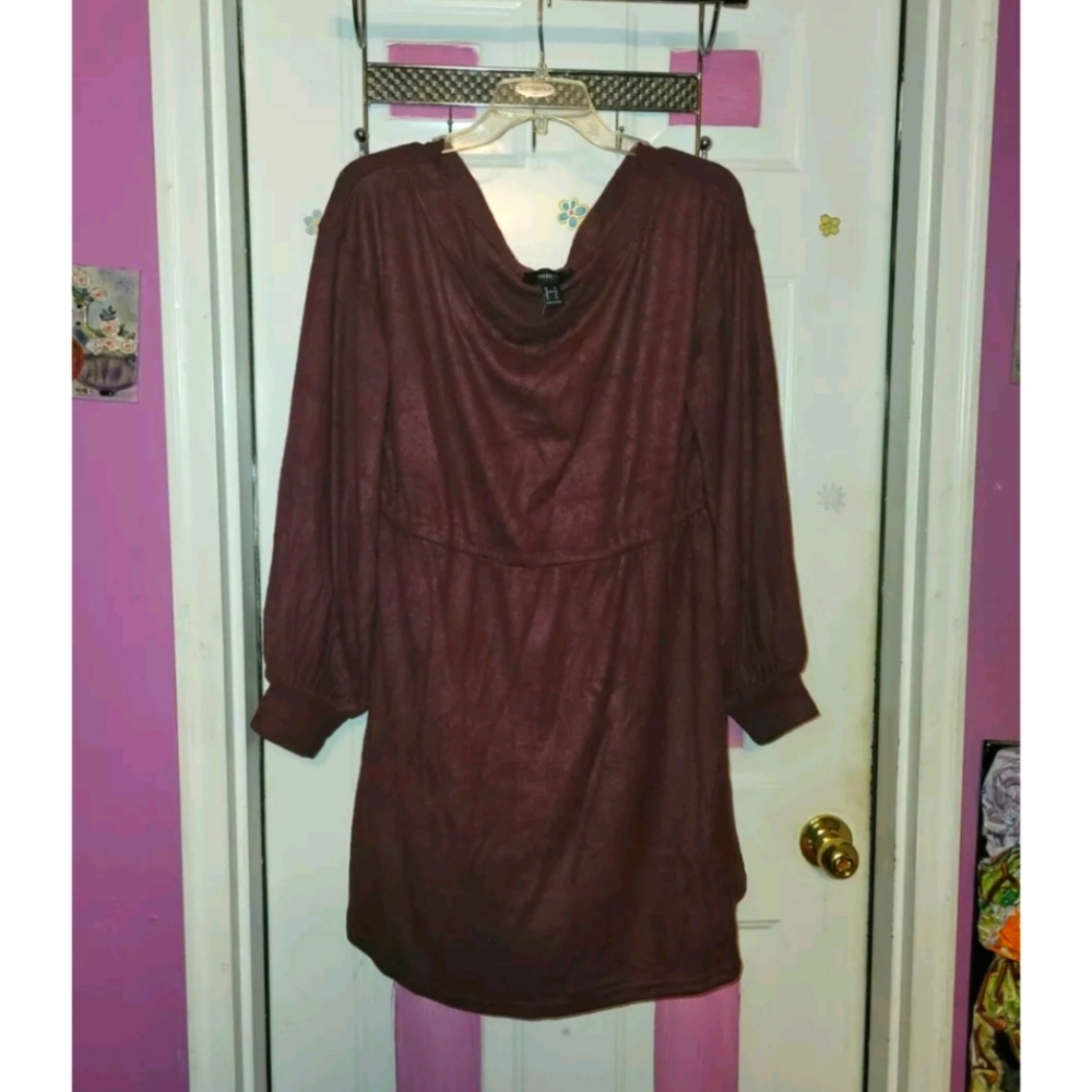 Forever 21 Plus Drop Sleeve Mini Dress Wine Color